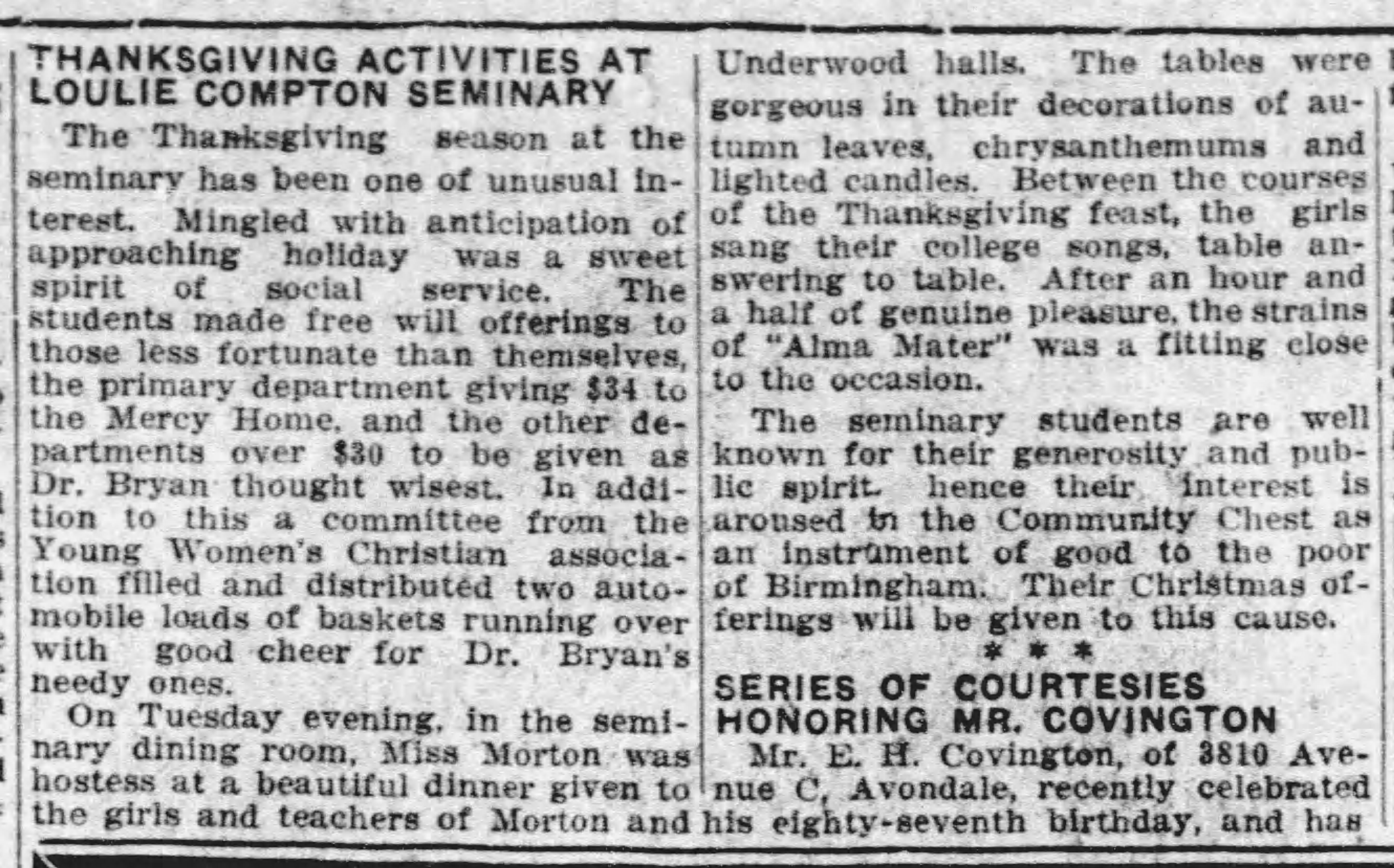 Thanksgiving Activities at Loulie Compton